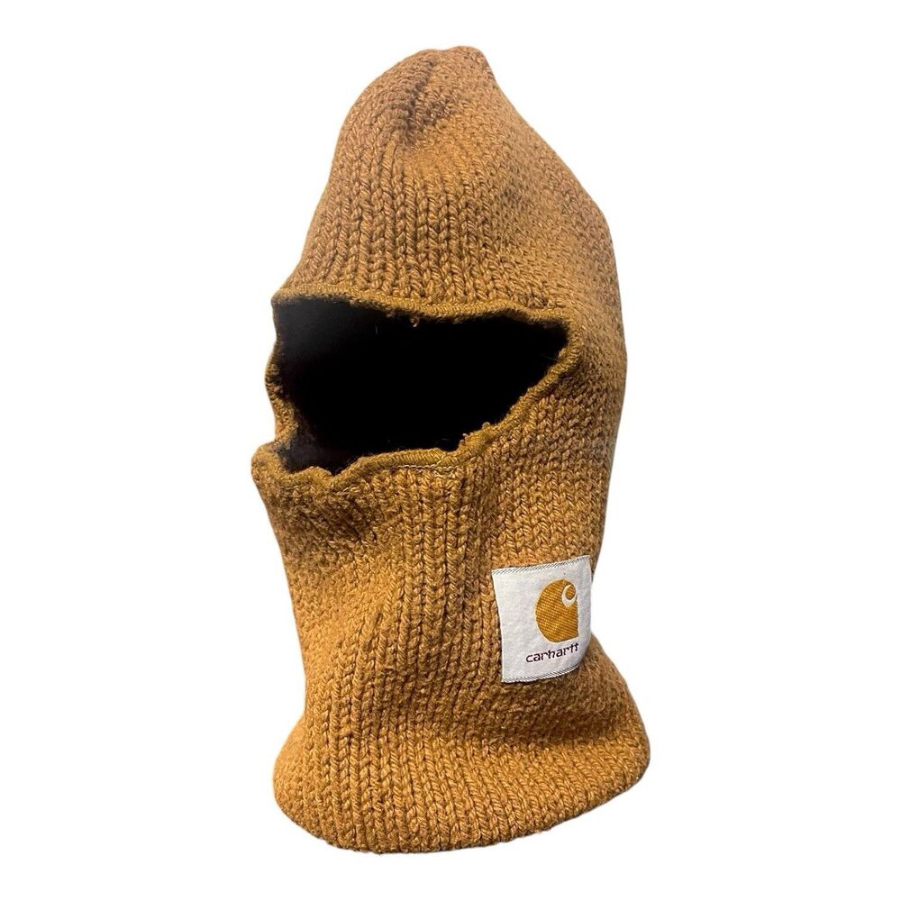 Vintage Carhartt Balaclava Ski Mask Brown Knit Face Mask Workwear USA Style